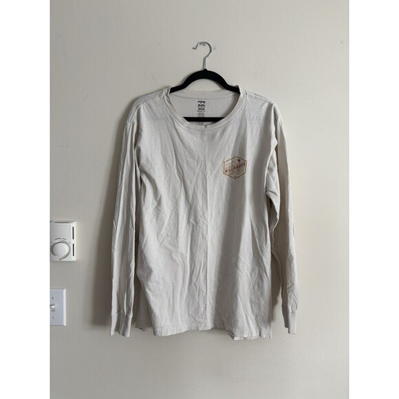 Billabong Mens Large‎ Preium Tee Long Sleeve Ivory Beige Surf Grunge - Picture 1 of 7